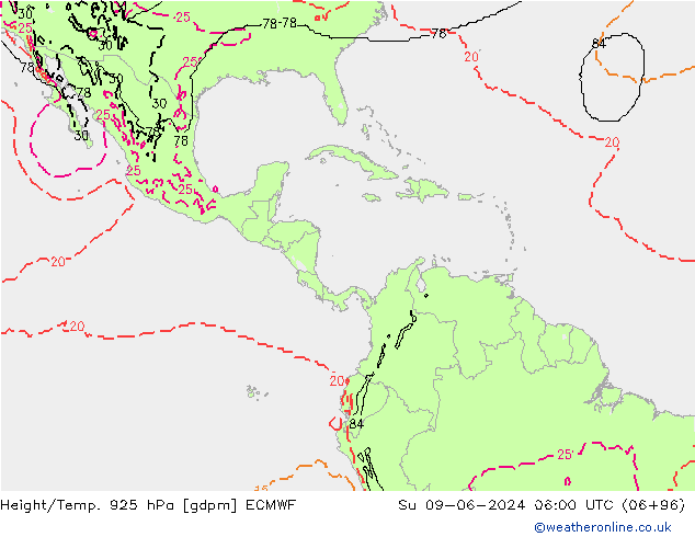 Height/Temp. 925 hPa ECMWF  09.06.2024 06 UTC