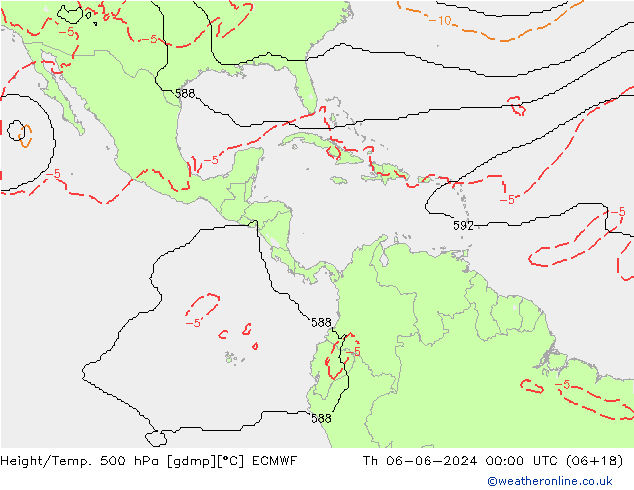 Height/Temp. 500 hPa ECMWF gio 06.06.2024 00 UTC