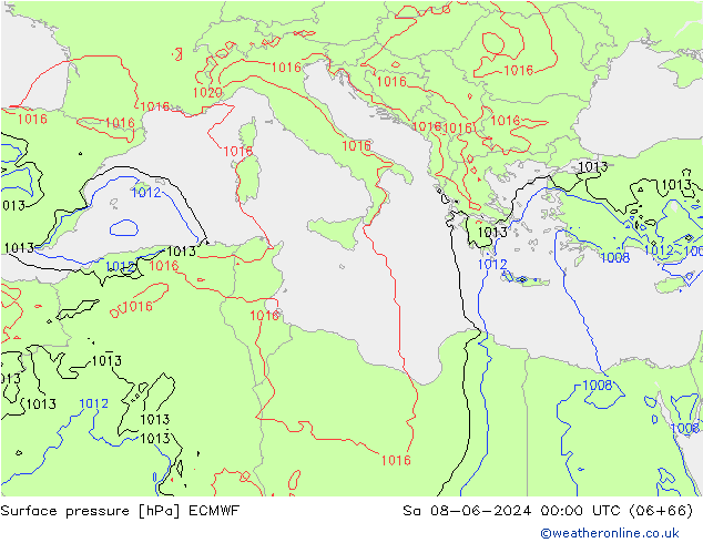 pressão do solo ECMWF Sáb 08.06.2024 00 UTC