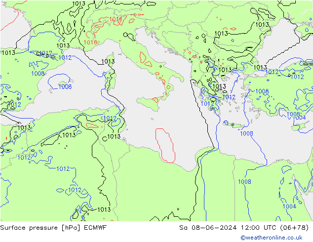 pressão do solo ECMWF Sáb 08.06.2024 12 UTC