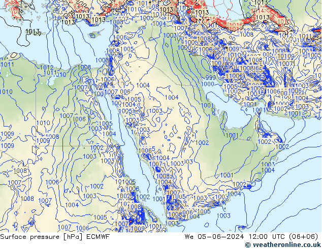 Surface pressure ECMWF We 05.06.2024 12 UTC