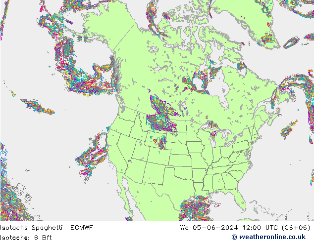 Isotachen Spaghetti ECMWF wo 05.06.2024 12 UTC