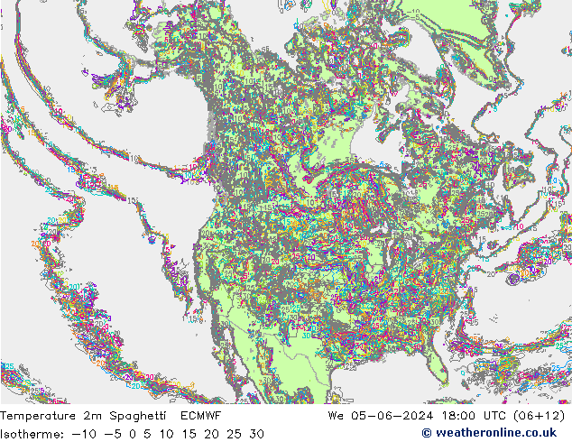 Temperaturkarte Spaghetti ECMWF Mi 05.06.2024 18 UTC