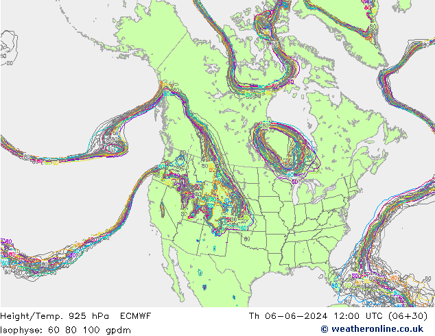 Geop./Temp. 925 hPa ECMWF jue 06.06.2024 12 UTC