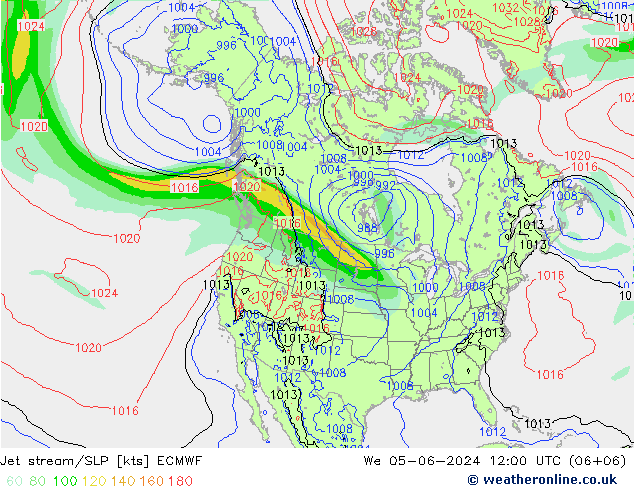 Straalstroom/SLP ECMWF wo 05.06.2024 12 UTC