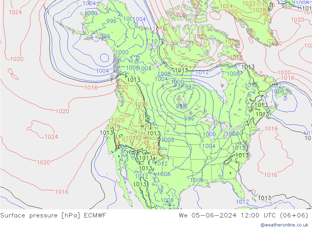 Surface pressure ECMWF We 05.06.2024 12 UTC