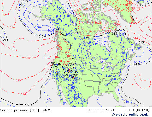 pressão do solo ECMWF Qui 06.06.2024 00 UTC