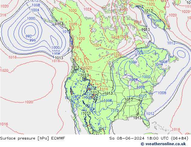 Surface pressure ECMWF Sa 08.06.2024 18 UTC