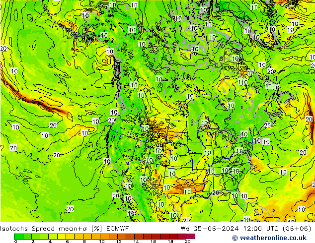 Isotaca Spread ECMWF mié 05.06.2024 12 UTC