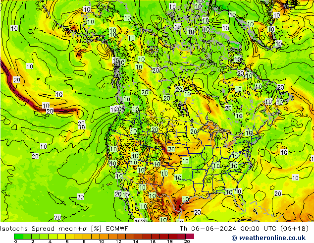 Isotachs Spread ECMWF  06.06.2024 00 UTC