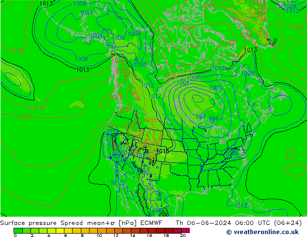 Bodendruck Spread ECMWF Do 06.06.2024 06 UTC