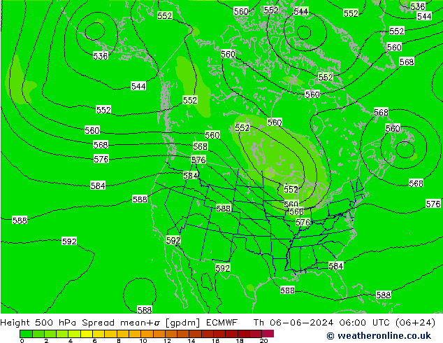 Height 500 hPa Spread ECMWF Th 06.06.2024 06 UTC