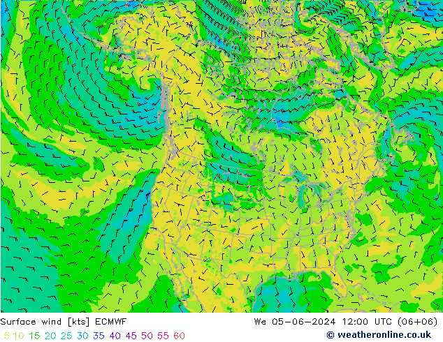 Surface wind ECMWF We 05.06.2024 12 UTC