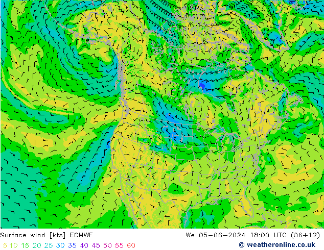 Surface wind ECMWF We 05.06.2024 18 UTC