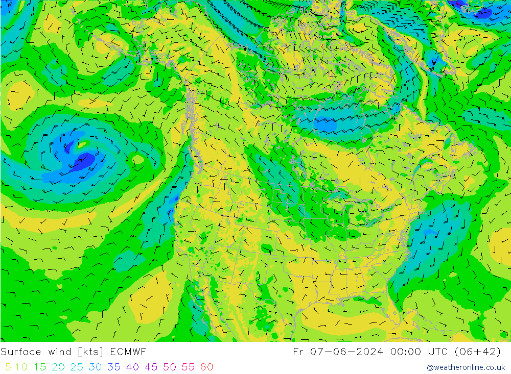 Surface wind ECMWF Fr 07.06.2024 00 UTC