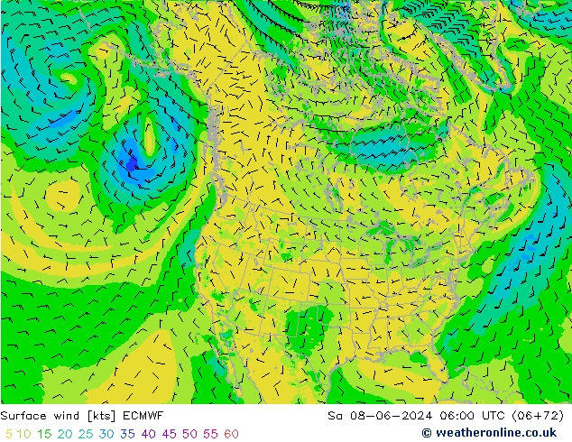 Surface wind ECMWF So 08.06.2024 06 UTC