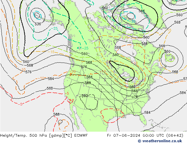 Géop./Temp. 500 hPa ECMWF ven 07.06.2024 00 UTC