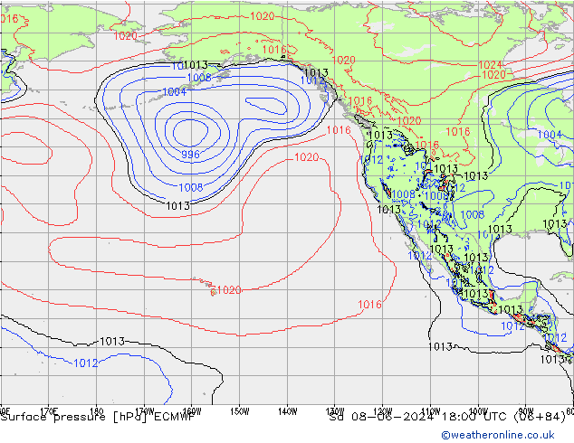 Surface pressure ECMWF Sa 08.06.2024 18 UTC