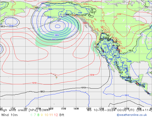 High wind areas ECMWF  10.06.2024 00 UTC