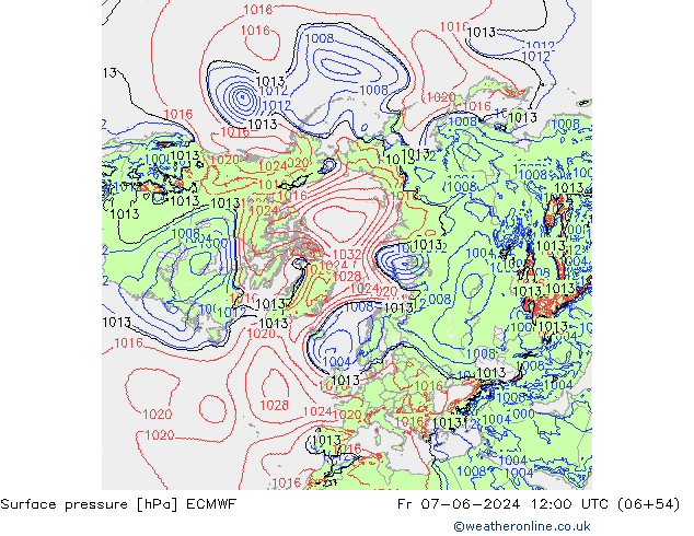 Luchtdruk (Grond) ECMWF vr 07.06.2024 12 UTC