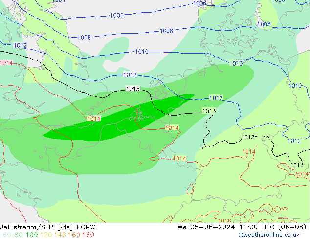 Jet stream/SLP ECMWF We 05.06.2024 12 UTC