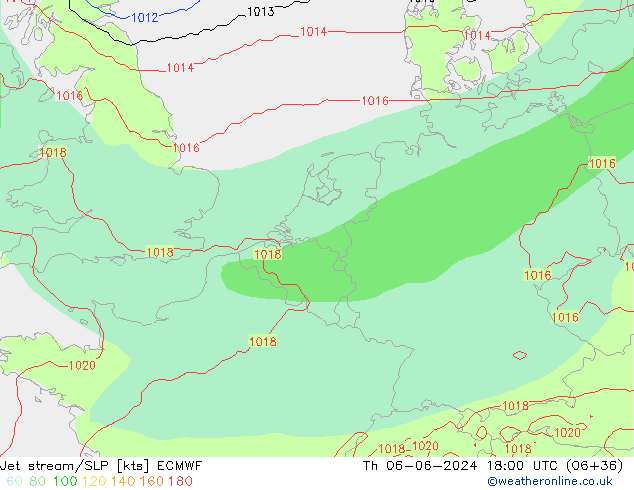 джет/приземное давление ECMWF чт 06.06.2024 18 UTC