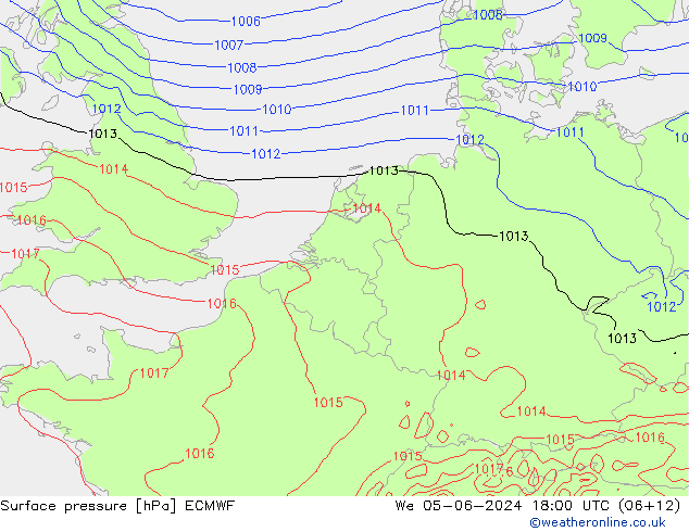 ciśnienie ECMWF śro. 05.06.2024 18 UTC