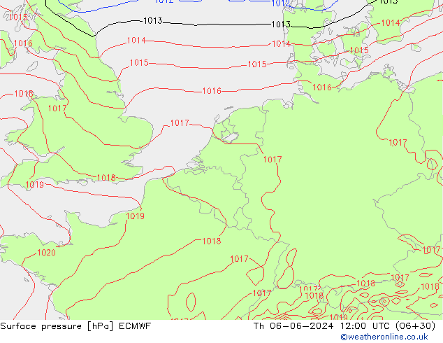 Pressione al suolo ECMWF gio 06.06.2024 12 UTC