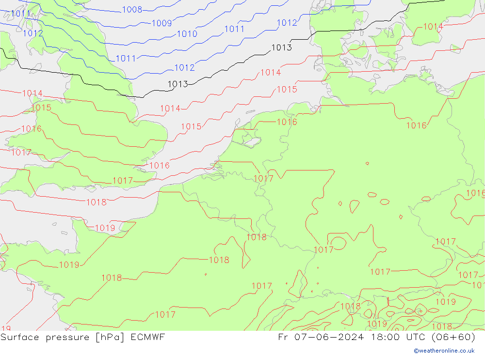 pression de l'air ECMWF ven 07.06.2024 18 UTC