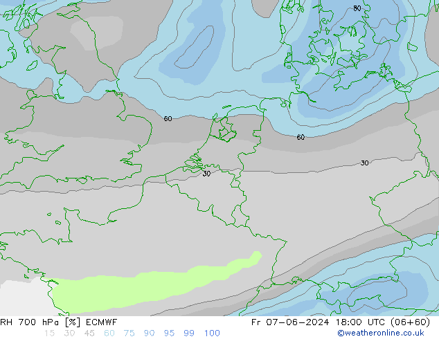 RH 700 hPa ECMWF Fr 07.06.2024 18 UTC