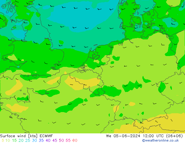 ветер 10 m ECMWF ср 05.06.2024 12 UTC