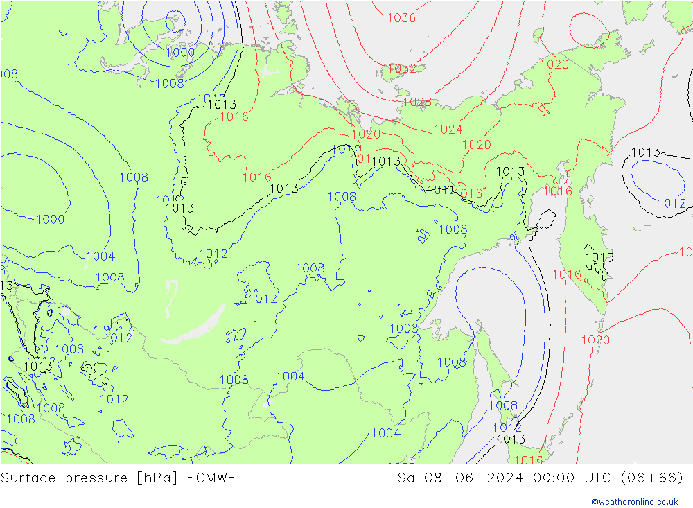 ciśnienie ECMWF so. 08.06.2024 00 UTC