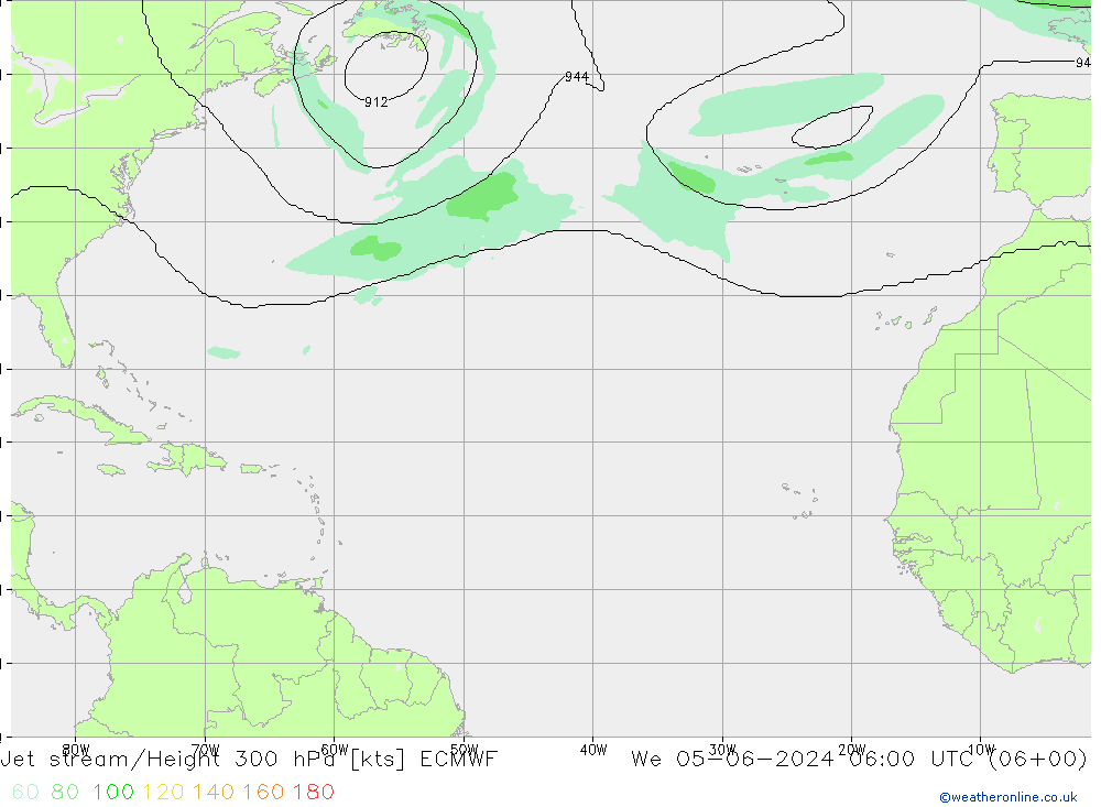 Straalstroom ECMWF wo 05.06.2024 06 UTC