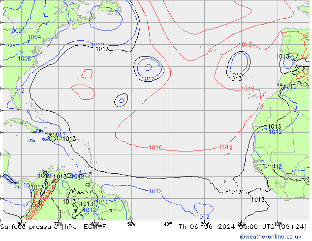 Surface pressure ECMWF Th 06.06.2024 06 UTC