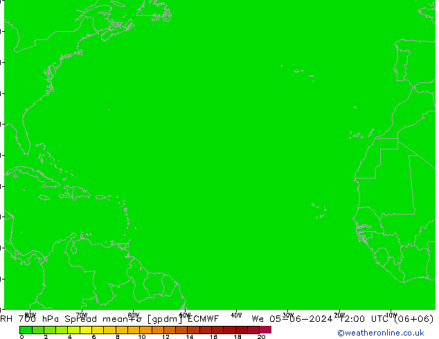 RH 700 гПа Spread ECMWF ср 05.06.2024 12 UTC