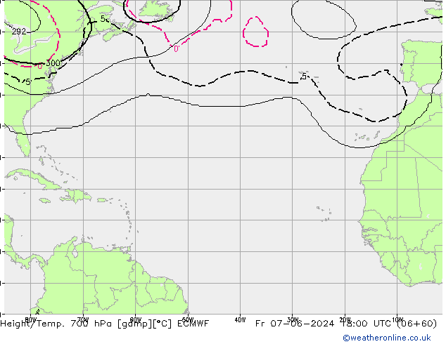 Geop./Temp. 700 hPa ECMWF vie 07.06.2024 18 UTC