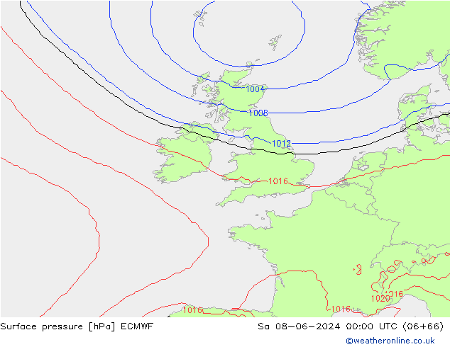 Pressione al suolo ECMWF sab 08.06.2024 00 UTC