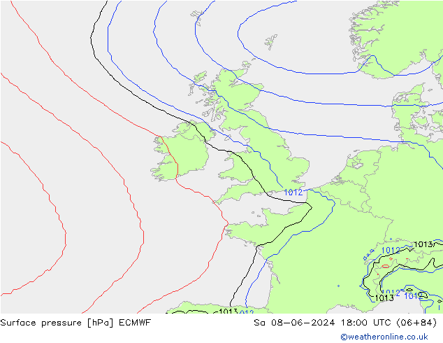 Pressione al suolo ECMWF sab 08.06.2024 18 UTC