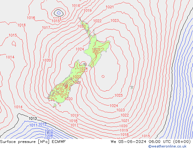 Surface pressure ECMWF We 05.06.2024 06 UTC