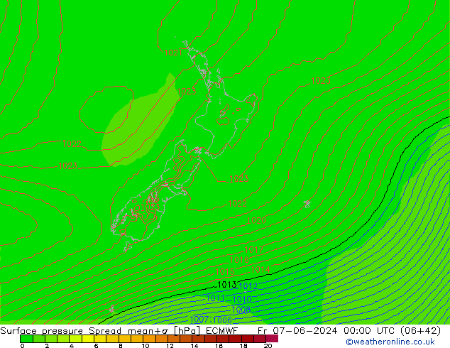 Surface pressure Spread ECMWF Fr 07.06.2024 00 UTC