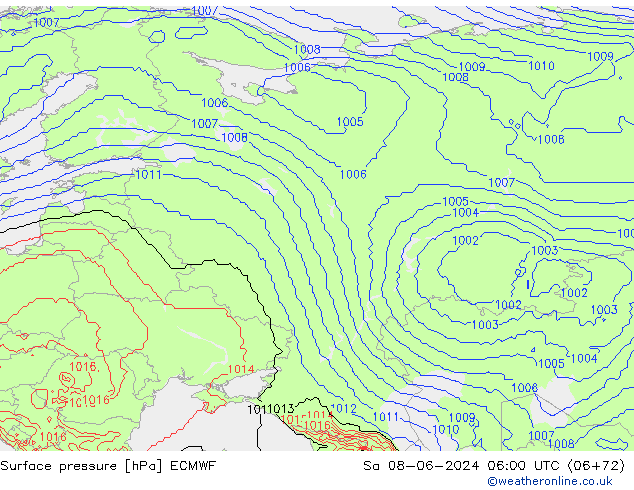 Yer basıncı ECMWF Cts 08.06.2024 06 UTC