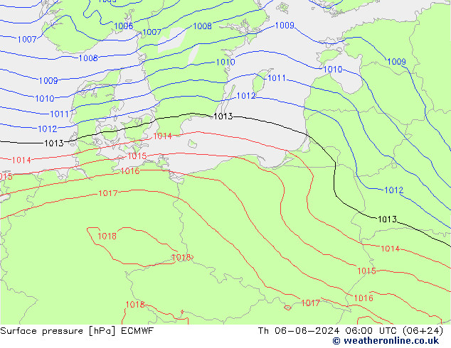 Luchtdruk (Grond) ECMWF do 06.06.2024 06 UTC