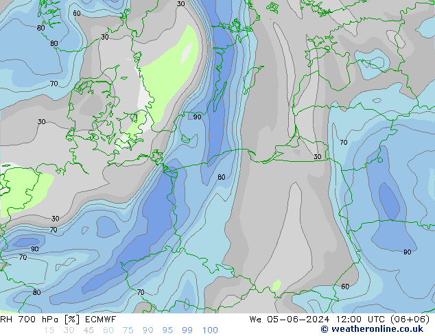 RH 700 hPa ECMWF We 05.06.2024 12 UTC