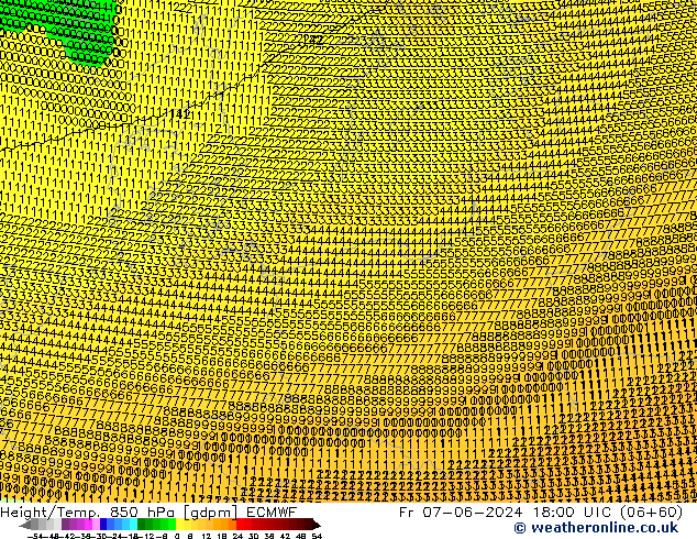 Height/Temp. 850 hPa ECMWF  07.06.2024 18 UTC