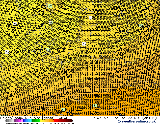 Geop./Temp. 925 hPa ECMWF vie 07.06.2024 00 UTC