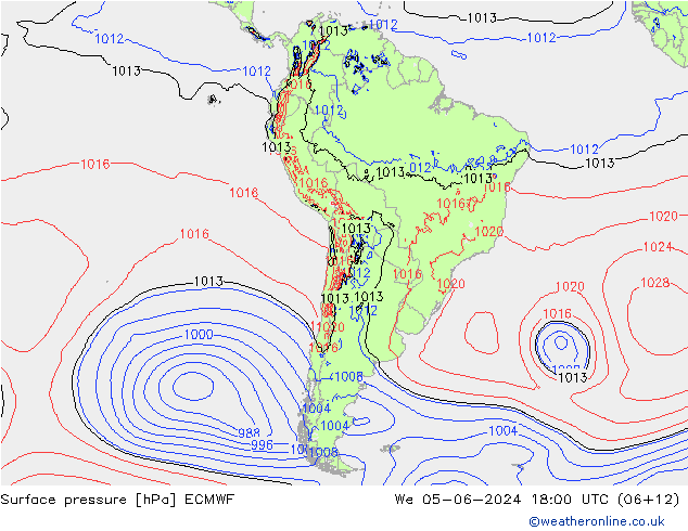 Yer basıncı ECMWF Çar 05.06.2024 18 UTC