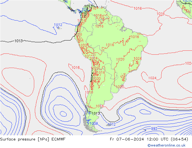 Surface pressure ECMWF Fr 07.06.2024 12 UTC