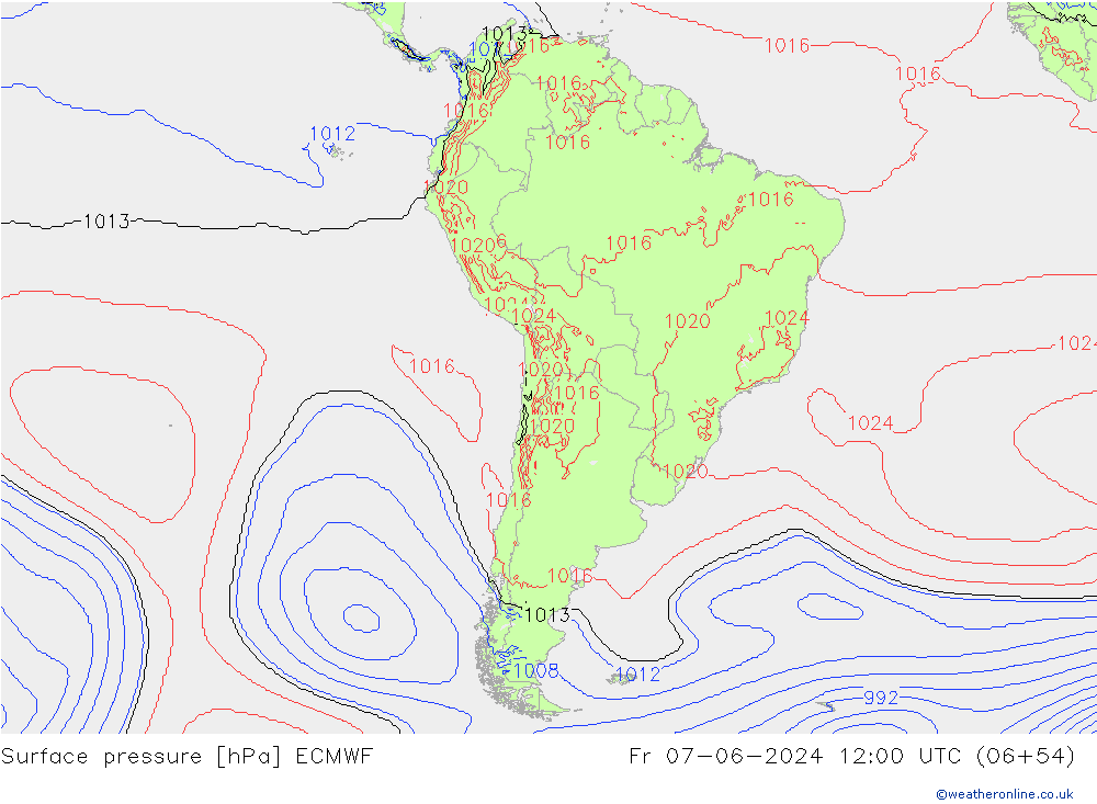 Surface pressure ECMWF Fr 07.06.2024 12 UTC