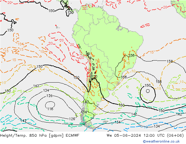 Height/Temp. 850 hPa ECMWF  05.06.2024 12 UTC