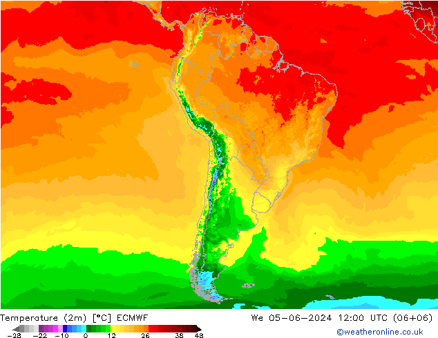 Temperature (2m) ECMWF We 05.06.2024 12 UTC